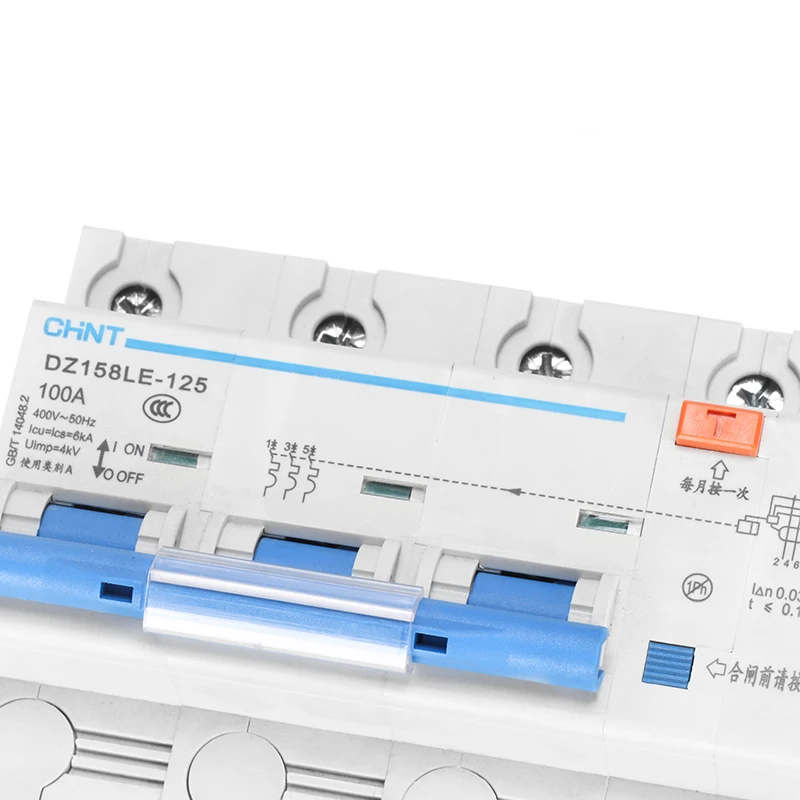 Chint leakage protector DZ158LE-100A/80A high power circuit breaker 1P+N/2P/3P/3P+N/4P mcb circuit breaker