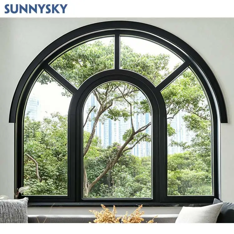 Sunnysky China Factory Wholesale customizable Steel window material Soundproof frame fixed arched windows design