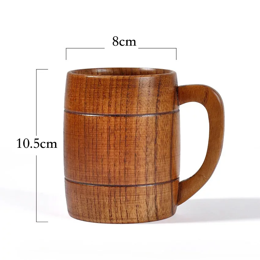 F203 Wooden beer mug with handle features creative coffee milk tea mug wooden mug