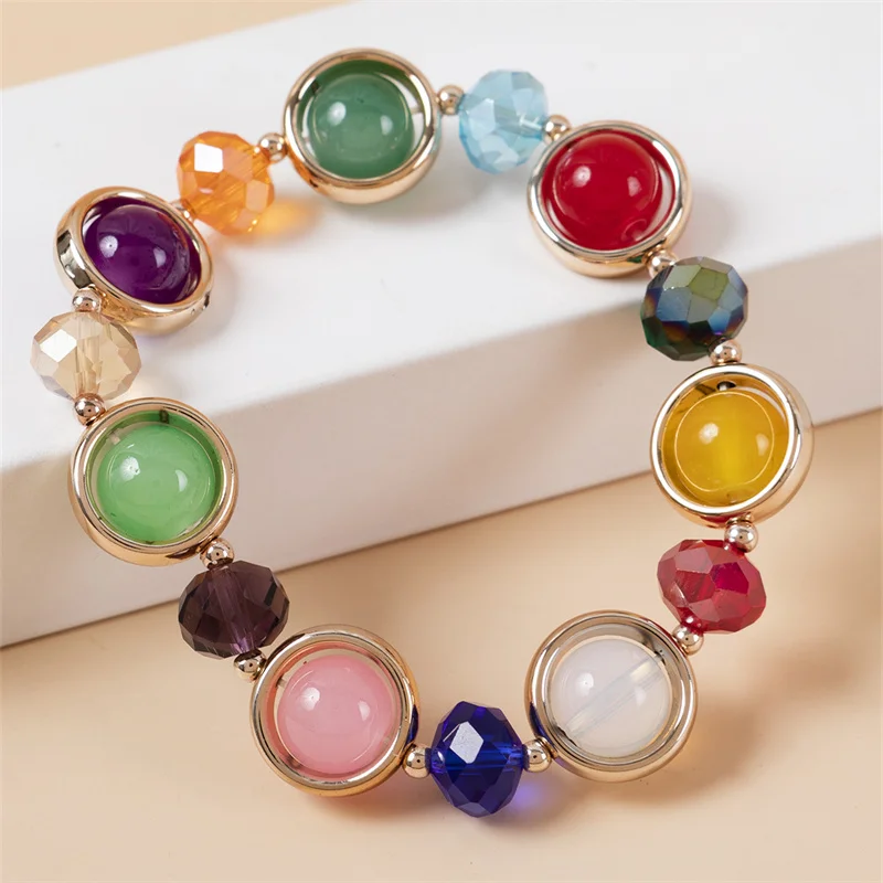 Fashion Bohemian Gemstone colored crystal beads Bracelet Planetary crystal beads Friendship Bracelet