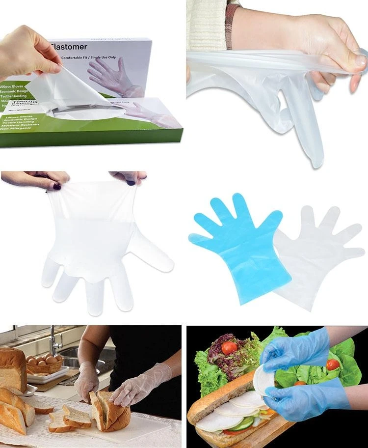 Powder Free 100 pcs Hybrid 1.2g PE Gloves Disposable TPE Gloves for Food Store Food Handling