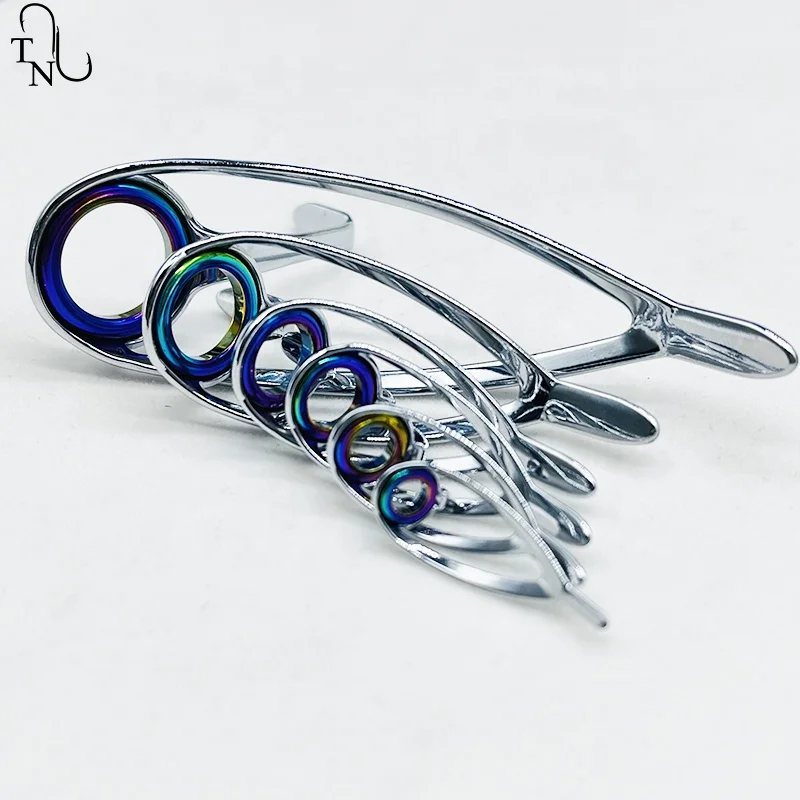 TN11 6PCS Mixed Size Stainless Steel Fishing Rod Guide Repair Kit Guides Eyes Sets Ceramic Ring Fishing Rod Building Repair Kit