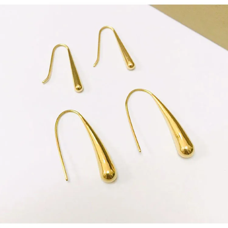Yiwu DAICY New Arrival Women unique waterdrop smooth drop Earrings Stainless Steel Hoop Hooks girl hypoallergenic earrings