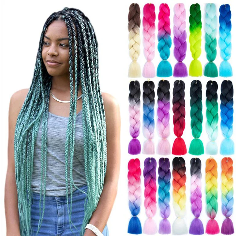 Wholesale Pre Stretched Crochet Jumbo Braids Hair Synthetic 24Inch Ombre Jumbo Braiding Hair