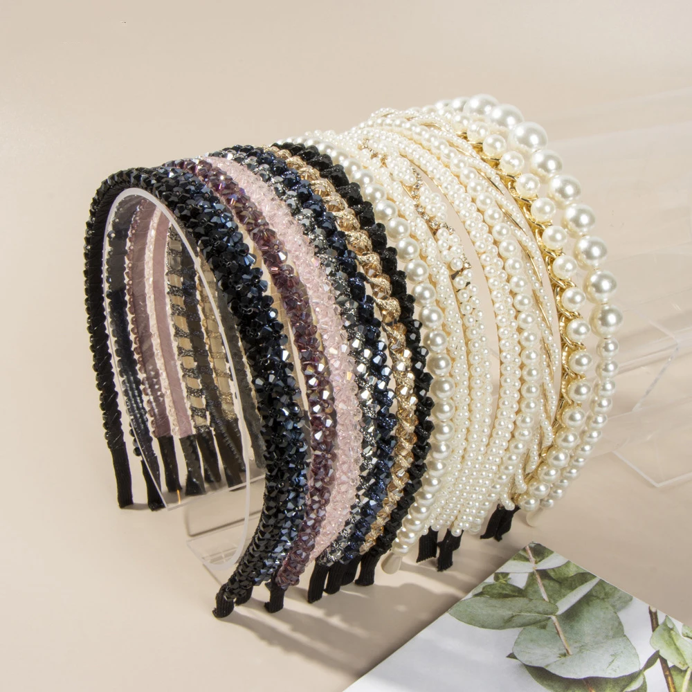 Hot Accessories Korean Rhinestone Hairband Vintage Pearl Headband Women Bridal Hairband Pearl Hair Accessories