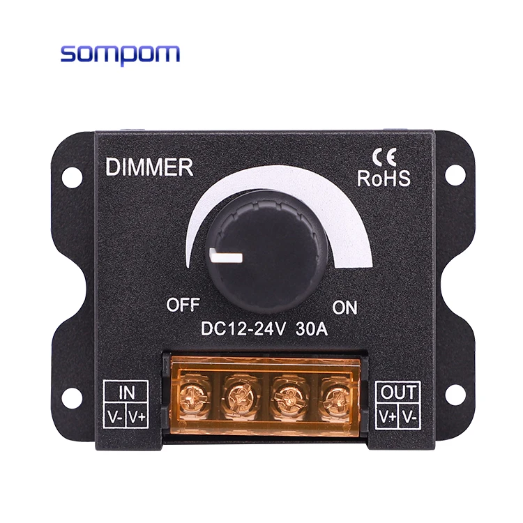 Single Amplifier DC 12V 24V Dimming Switch Controller 30A for LED Light Strips