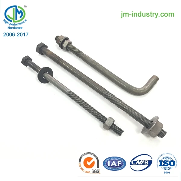 OEM ASTM F1554 Grade 36 M12 Hex Head  Anchor Bolts With Nut And Washer