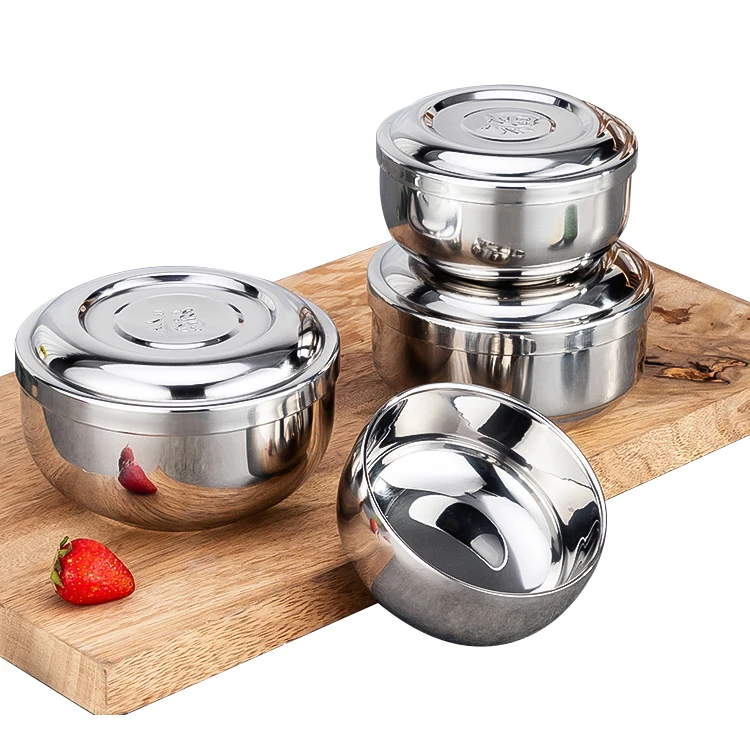 Korean style ShunChi bowl stainless steel soup bowl metal stainless steel rice bowl with lid