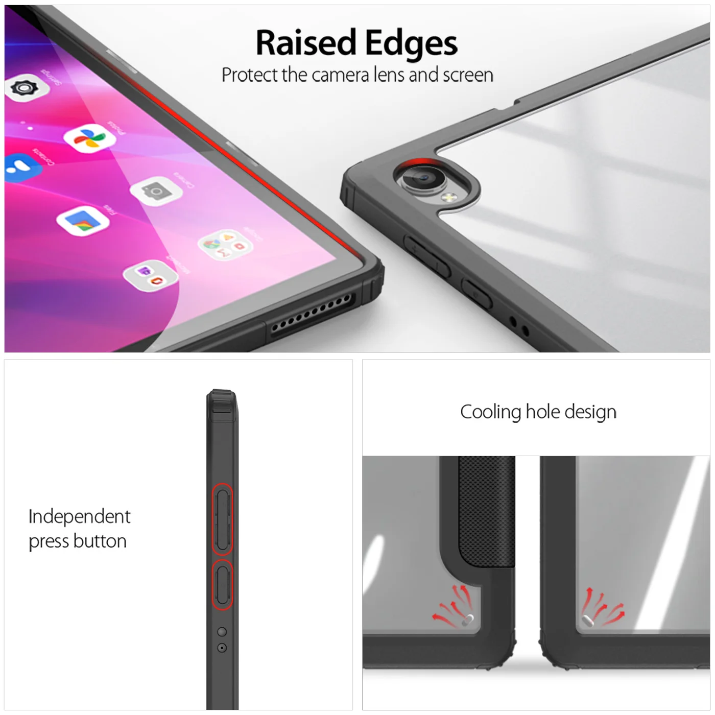 DUX DUCIS Toby Series Trifold Leather-Style Case for Lenovo Tab K10 / M10 Plus 10.3 Clear Back Cover Smart Tablet Case