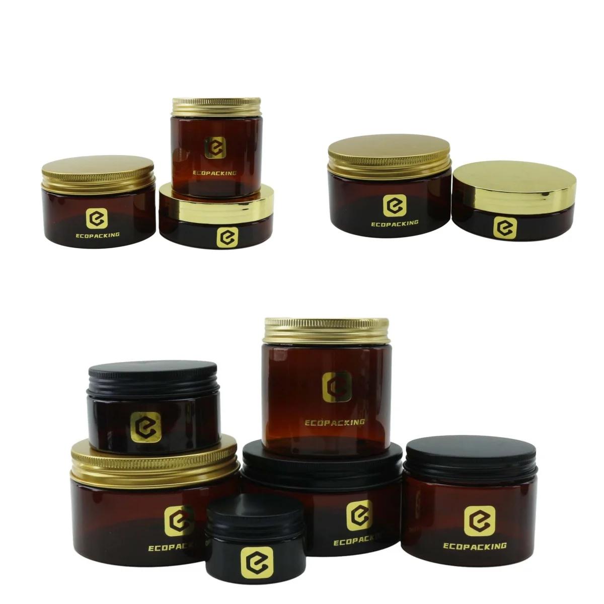 30g 50g 60g 80g 100g 150g 200g 250g 500g amber plastic jar with gold lid for food for cream