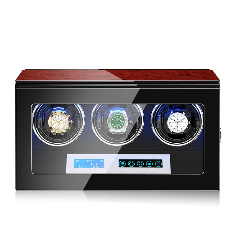 Watch Winder for Automatic Watches with LED Backlight, Remote Control and Storage Drawer for Watches and Jewelry