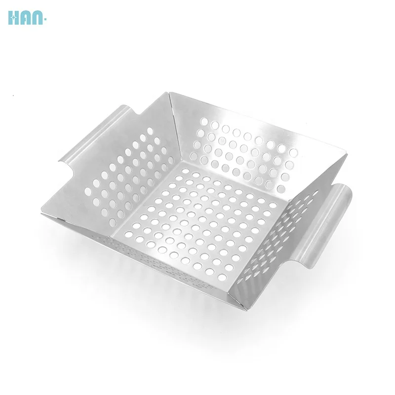 Высокое качество 8 дюймов труба квадратного сечения из нержавеющей стали для барбекю Инструменты Корзина сковорода аксессуары овощей