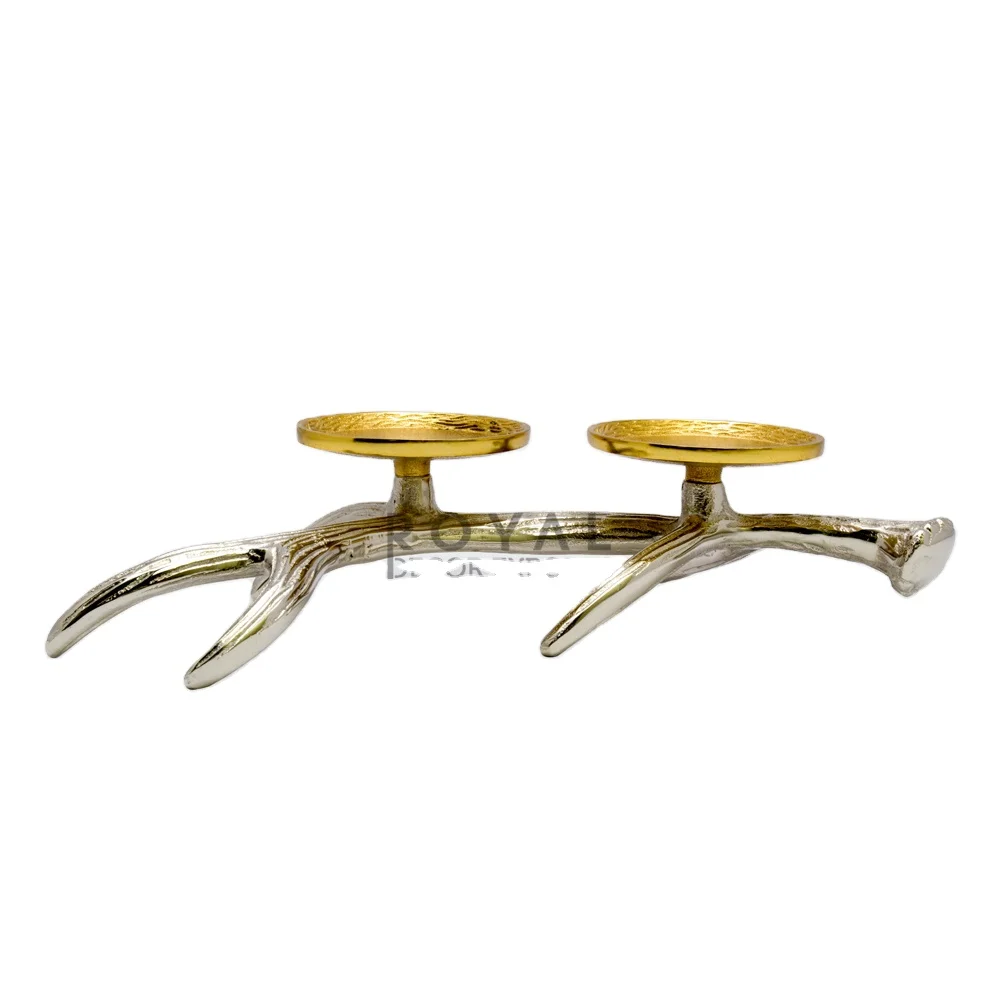 Decorative Pillars For Weddings Aluminium Deer Antler Candle Holder Silver Gold Candle Pillar Home Interior Modern Table Decor
