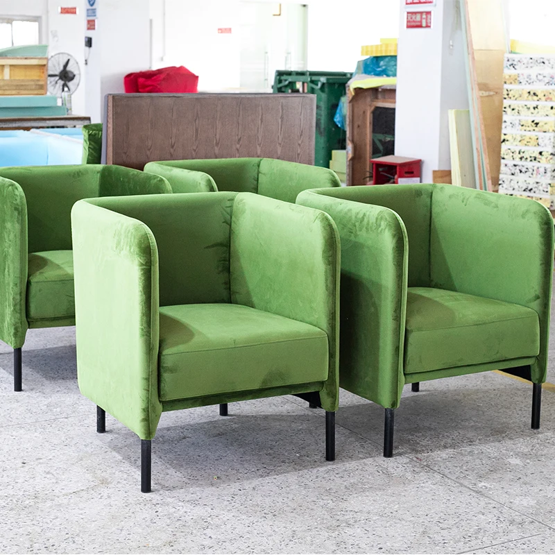 Hendry Nordic Design Velvet High Quality Living Room Sofas with cushion Armchair Flannelette Green Accent Chair Leisure Chair