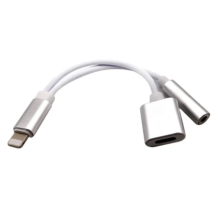 2 in 1 Charging and Audio Adapter for iPhone 7/8/X with dual female adapter cable
