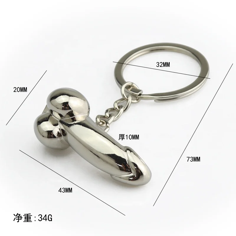 Adult Funny Toy Silver Dick Model Bachelorette Vagina Dildo Shape Key Ring Pussy Novelty Wholesale Funny Gift Gag Keychain