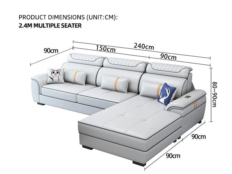 Factory FUN NEST Italian modern corner sofa furniture soft foam U shape sofa home luxury ash wood frame villa sofa set furniture