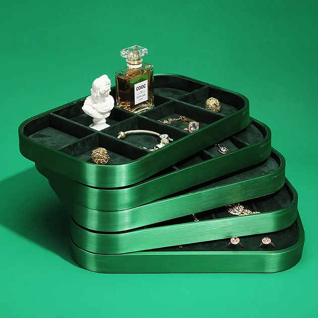 Custom Nordic INS Vintage resin bow metal color dessert plate jewelry storage tray ring necklace display organizer tray