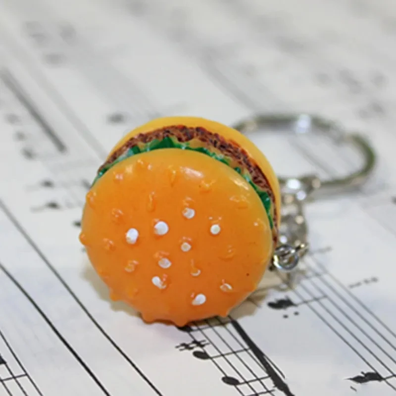 Burger keychain cartoon burger creative simulation food bread french fries holiday small gift online shop giveaway
