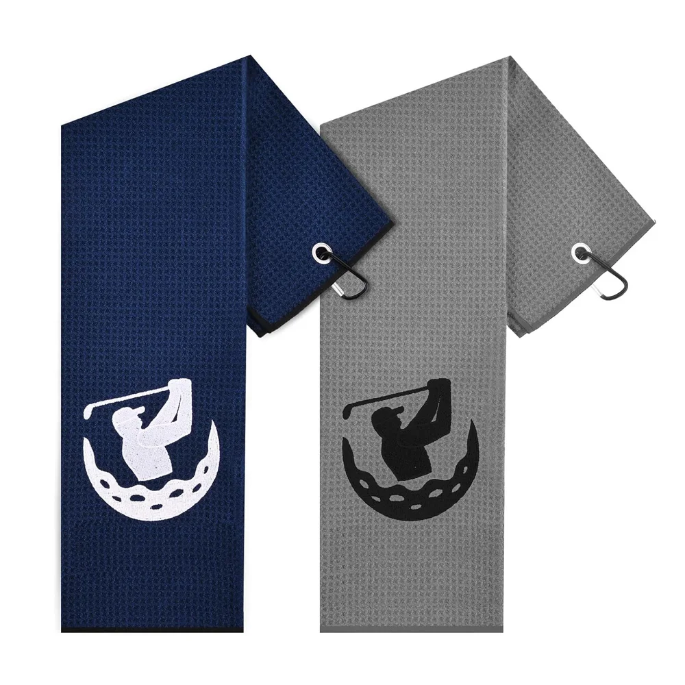 Manufacturer OEM Design Waffle Golf Towel Custom Print Logo Magnetic Golf Towels With Hook