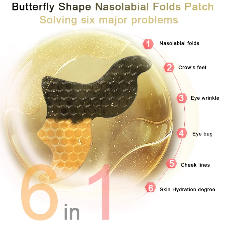 Non-Silicone Whitening Beauty Skin Peel Off Mask Vitamin E Anti-Wrinkle Smooth Smile Wrinkle Lines Facial Patches