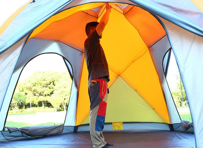 CLM 10 Person High Quality Portable Family Tent Waterproof Camping Outdoor Tent Double Layers Hexagon Tent Outdoor