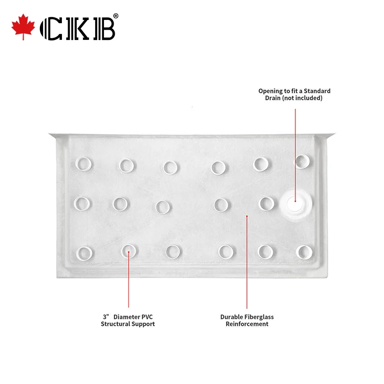 CKB OEM ODM 60x30x4 Single Threshold Textured Surface Square Acrylic Bathroom Shower Tray With Antislip