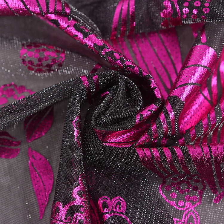 A4 big Free samples foiling design metallic fabric for dance dress