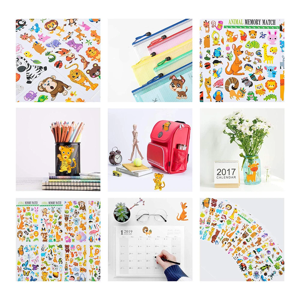 Personality Children Eco-Friendly Cartoon Cute Animal Kiss Cut Sticker