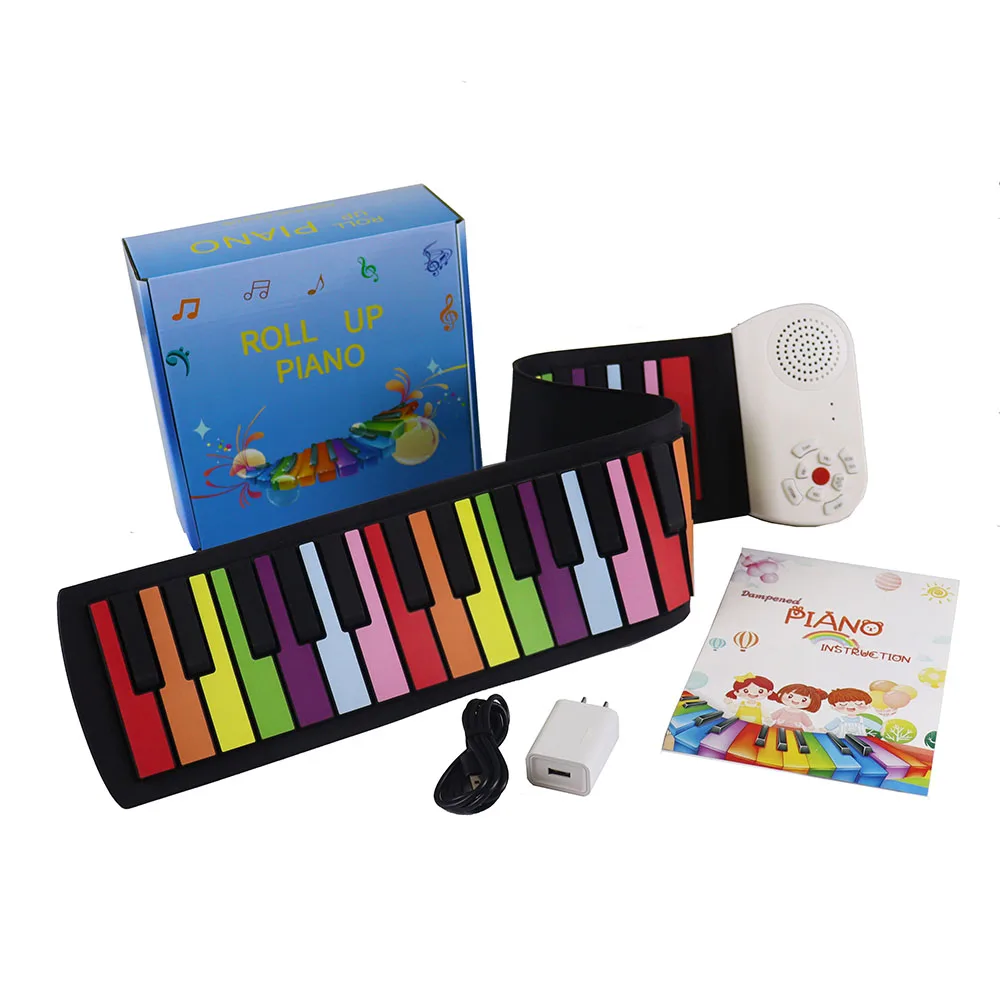 Portable 49 Keys Silicone Piano Roll Up Flexible Piano Keyboard For Kids Original Rainbow Piano