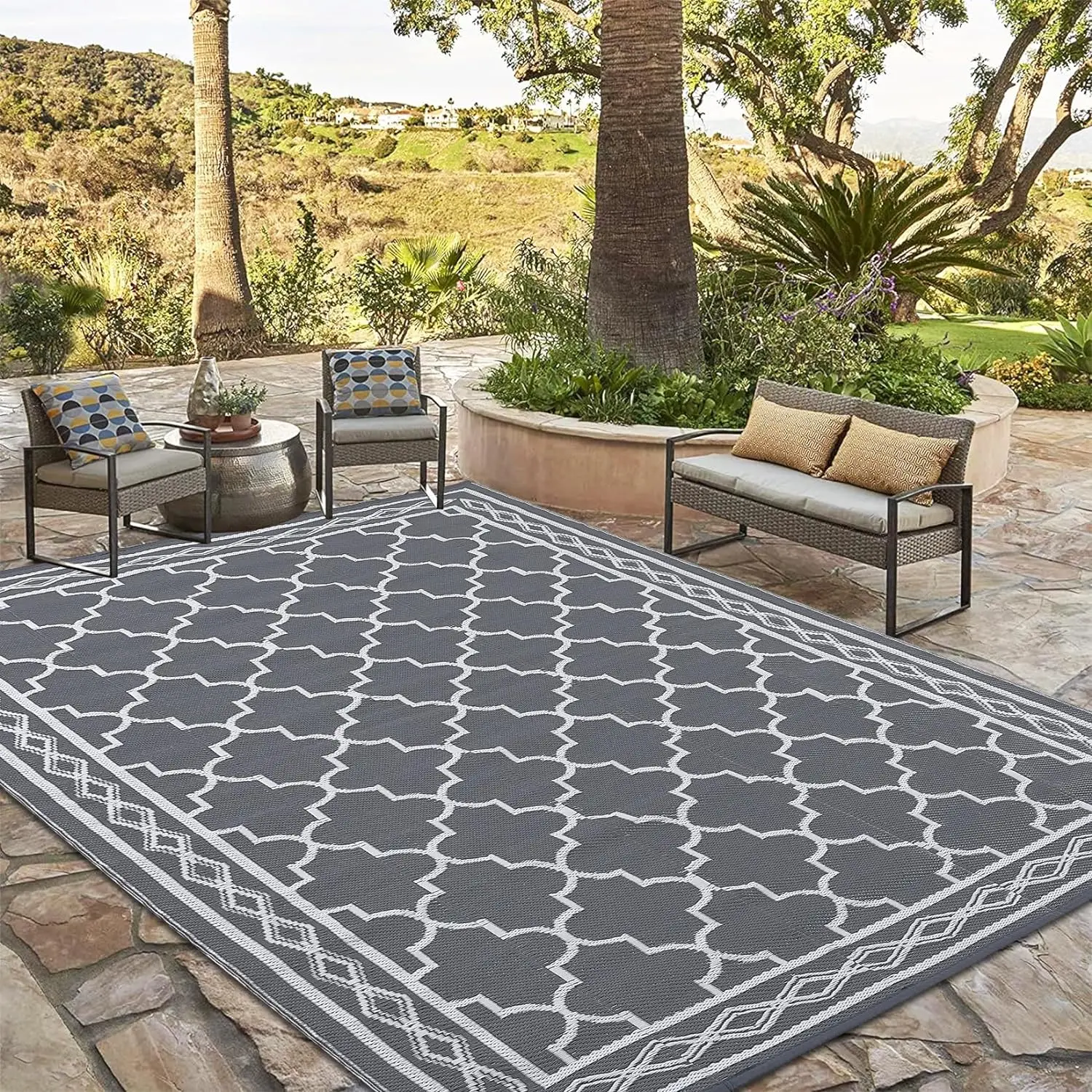 Manufacturers Direct Super Large Outdoor Travel Carpet Double-Layer Plastic Woven New Rug Self-Drive Tour Camping Picnic Muslim