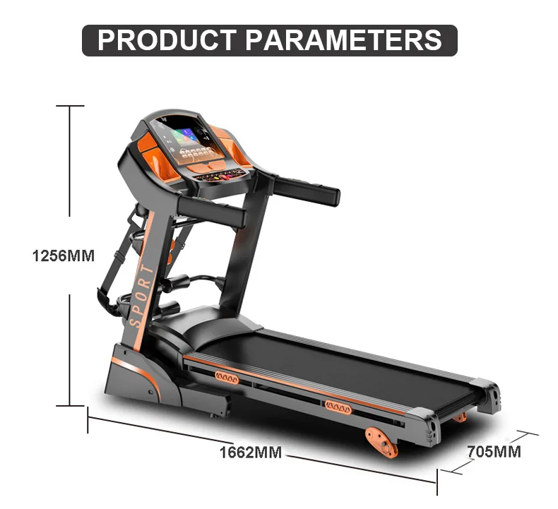 Commercial Gym Treadmill with LCD Screen Electric Heart Rate Running Fitness Treadmill Foldable Steel Design for Home Use