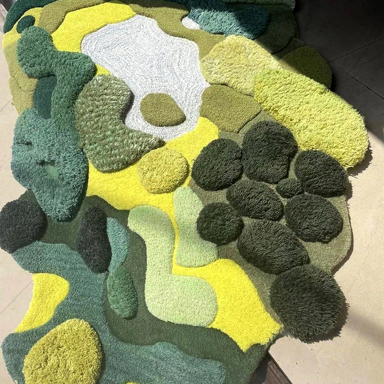 Handmade Custom Hand Tufted Wool Rug Mat Luxury Forest Green Moss Area Rugs