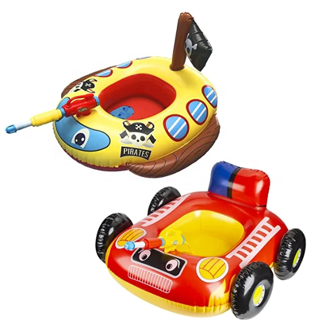 Inflatable Pool Float with water Gun,Firetruck and Pirate ship pool floats Swimming pool Fun Boat shaped toy for kids