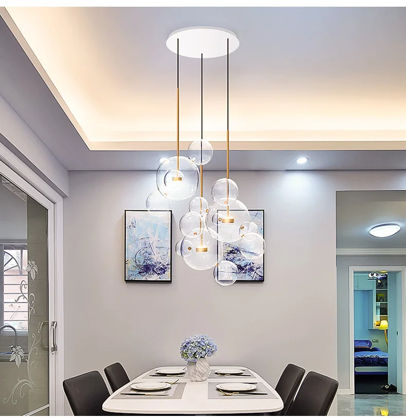 Современный простой шар из Пузырькового стекла, Скандинавская индивидуальная креативная атмосфера, люстра для гостиной, магазина, ресторана, отеля, светодиодная лампа