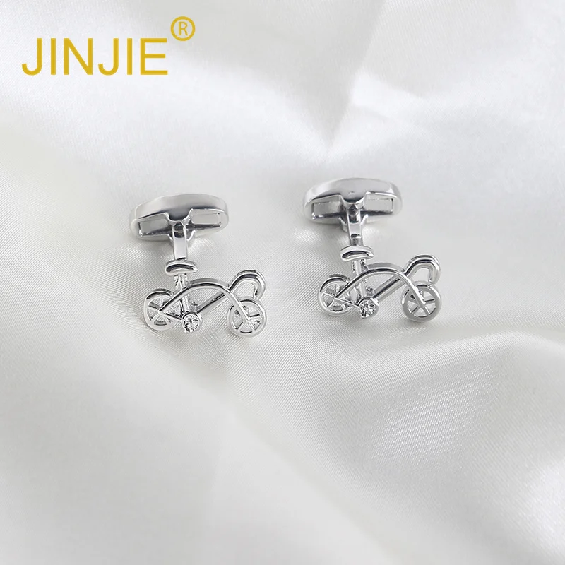 hot selling  fashion Brass vintage novelty sliver plated bike bicycle cuff links for men suit shirt