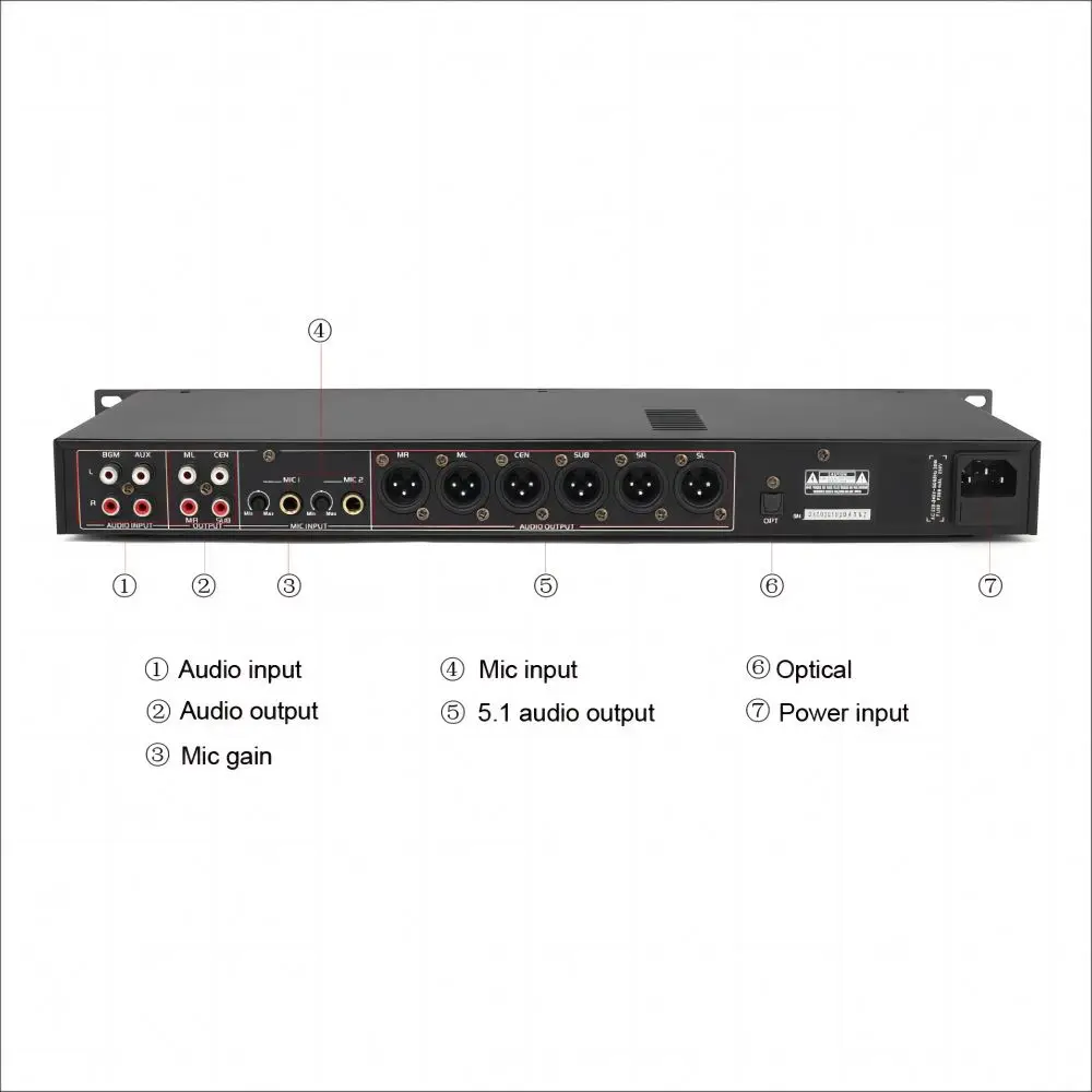 Berase hot sales Digital system processor remote control karaoke audio sound effect dsp 2 in 6 out audio processor