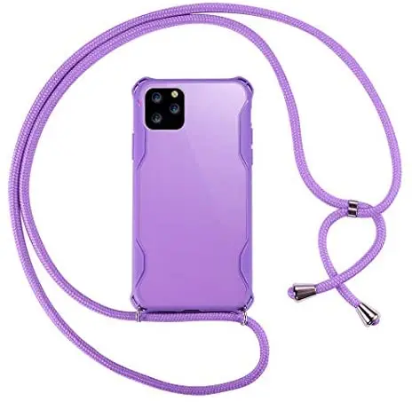 purple Neck Cord cross body Lanyard Strap for Cross body Case for phone case, Clear TPU Soft Case Holder