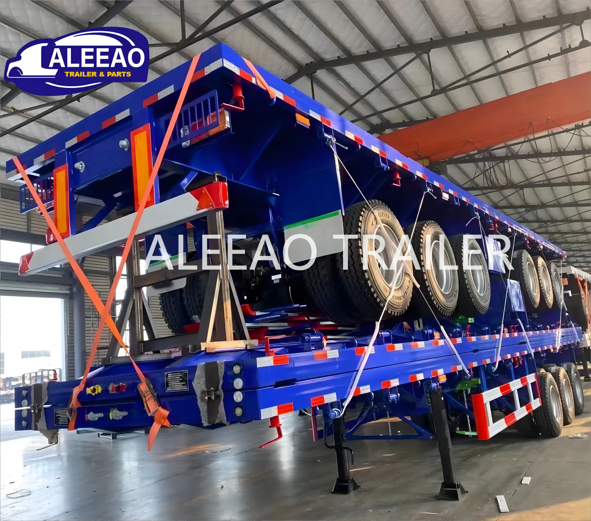 New  3 Axles 4 Axles 60ton Flatbed Trailers 40ft Flat Bed Flatbed Semi Trailer Truck  For Sale
