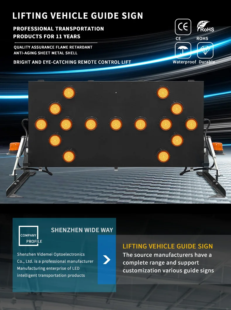 Australia Standard Lifting Arrow Light With Yellow Beacons Road Warning LED Arrow Board Light