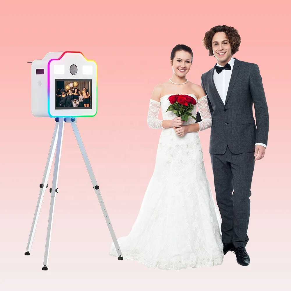 15.6 inch photo booth machine with flight case and rgb surrounding lights for photobooth party