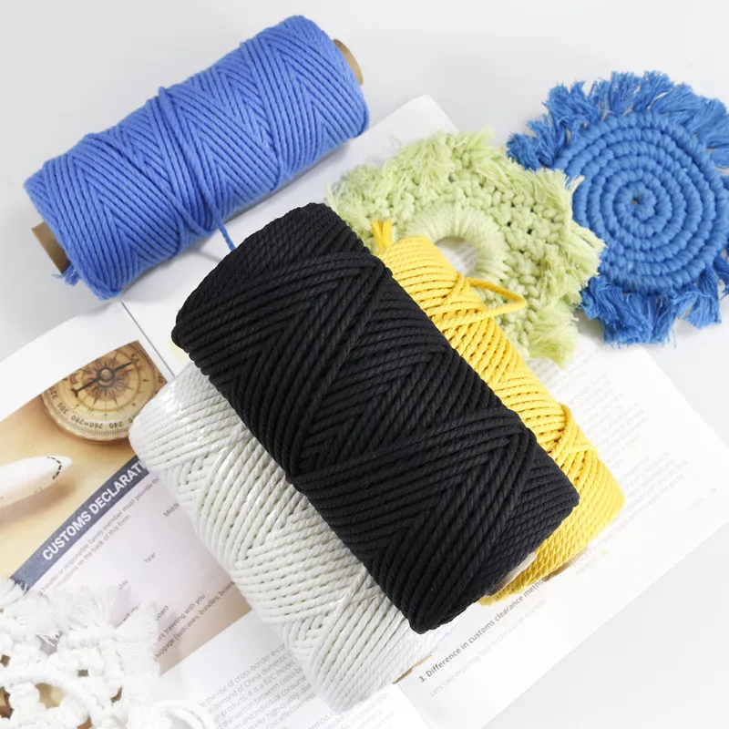 
Popular for Canada Market Oragnic 100%cotton Natural Makramee Garnr Rope 3mm Single Strand Makramee Cord 4MM 