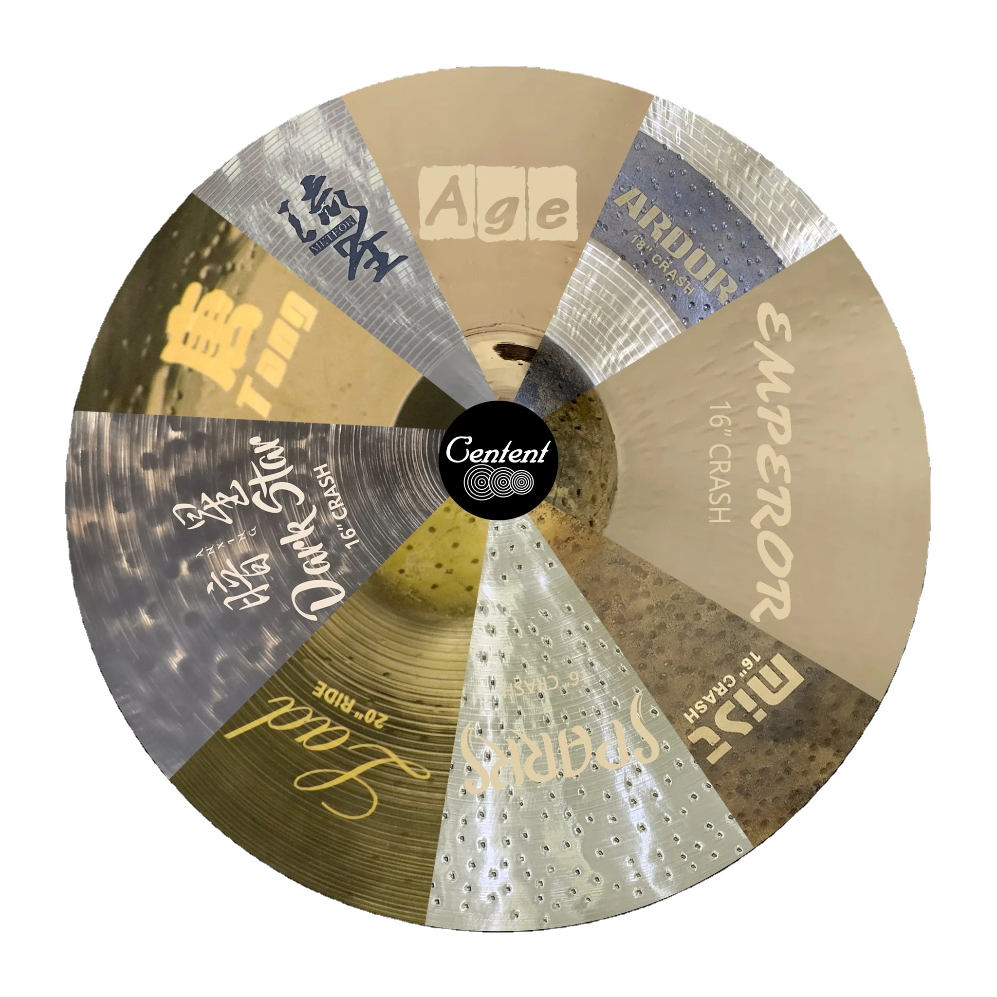 Cymbals set for drum kit Meteor series Professional b20 cymbals pack 5pcs