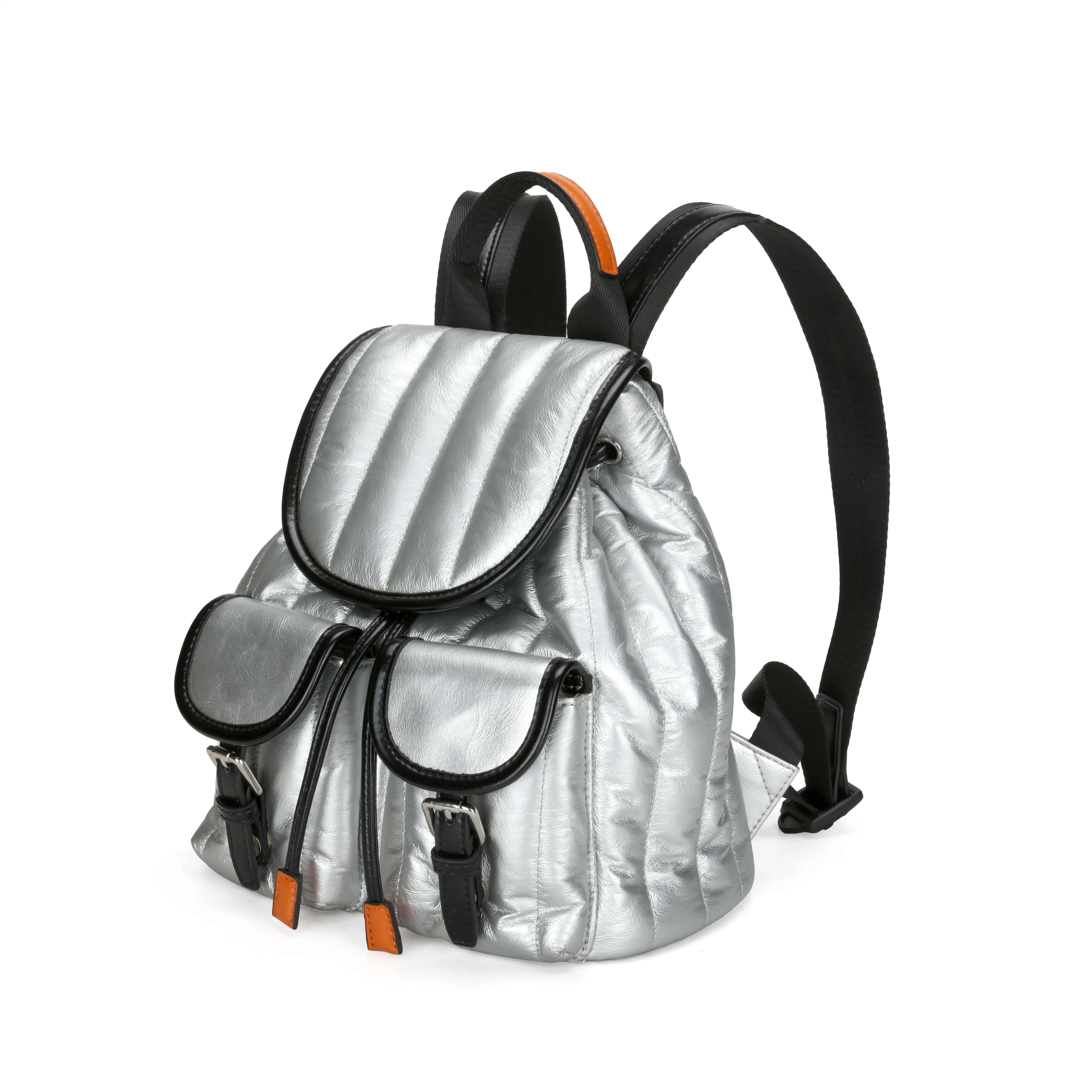 Factory Wholesale Price New Design High Quality Mini School Girls Bag Leisure Travel Silver Women Fashion Backpack