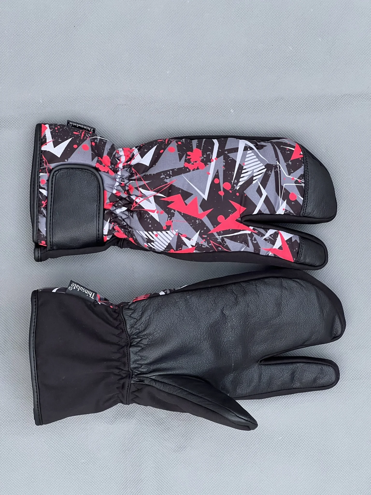 Ski Mitten Gloves Winter Sport Windproof Ski Gloves Mitten Customized Leather Goat Finger Split Waterproof Men S-XXL