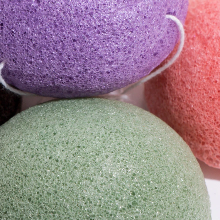 Собственная торговая марка, 100% натуральная губка Konjac для очистки тела и лица, Экологически чистая губка для мытья лица Conjac