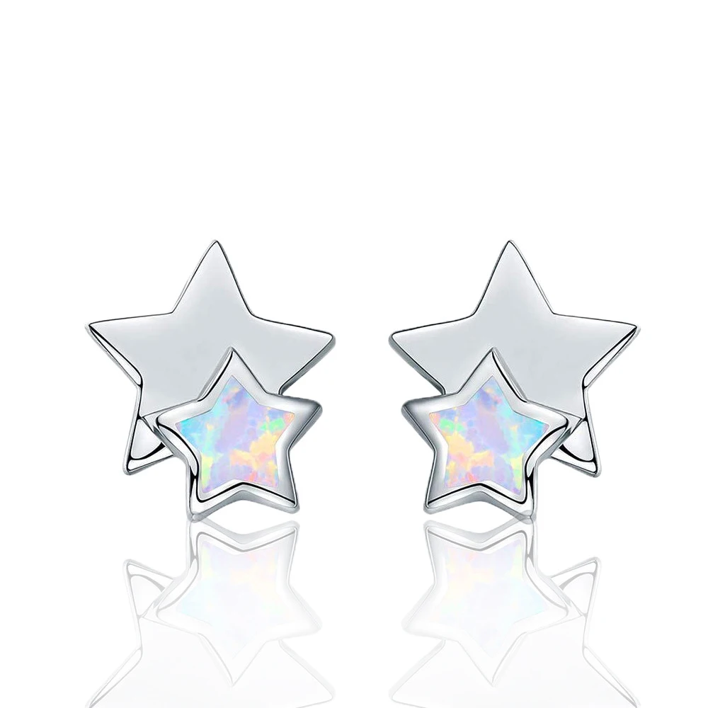Star Opal Earrings18K Gold Plated 925 Sterling Silver Simulated Opal Star Earrings for Women,Graduation Gifts for Good Friends