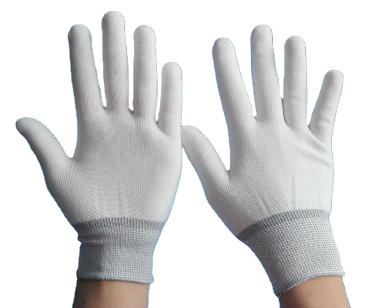 Белые перчатки wortk polyliner 13 калибра с хорошей посадкой