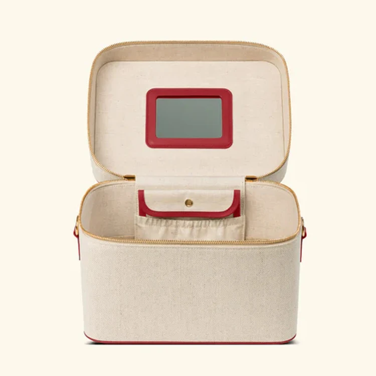 Custom makeup cosmetics bags hard cases zipper makeup organizer beauty portable canvas large travel cosmetic case with mirror