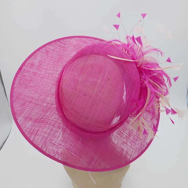 2022 new fashion women hot pink sinamay Church hat Kentucky Derby Dress Cloche sun Hat Fascinator Floral Tea Party Wedding hat